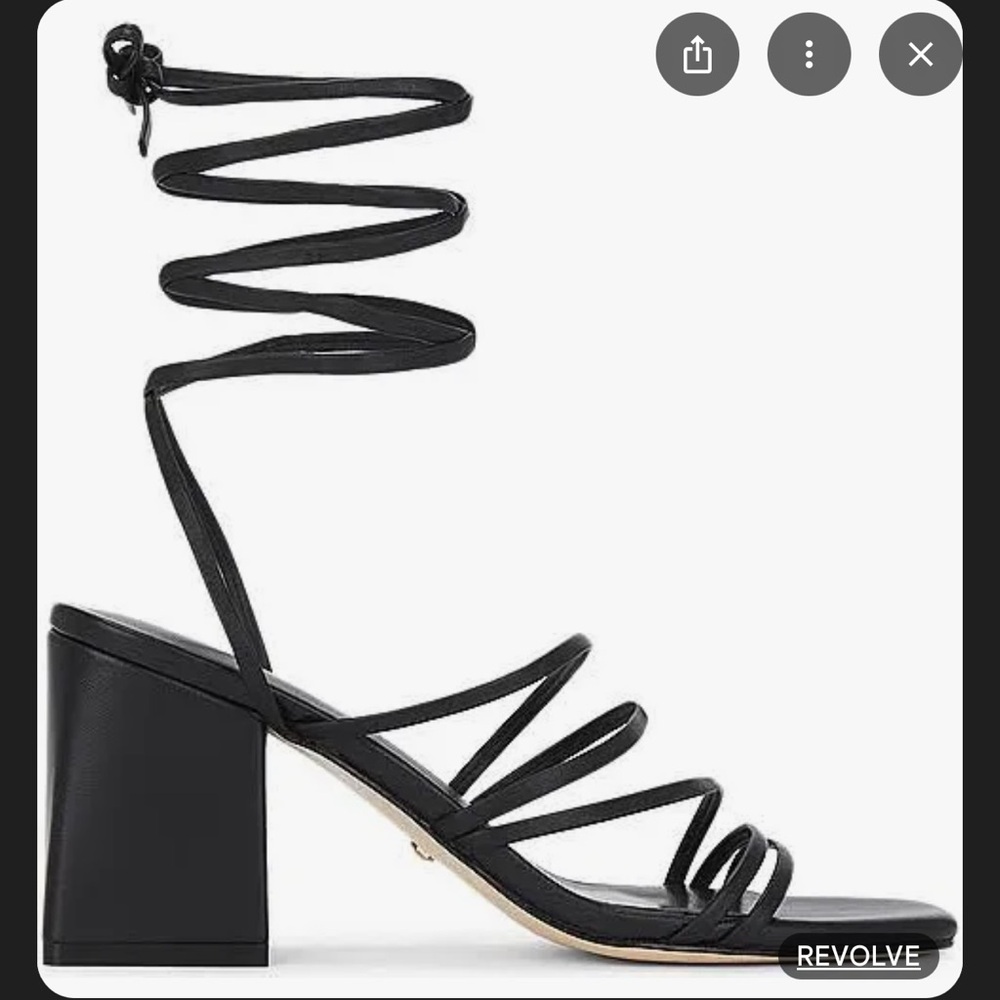 RAYE Black Block Heel Ankle Wrap Sandals